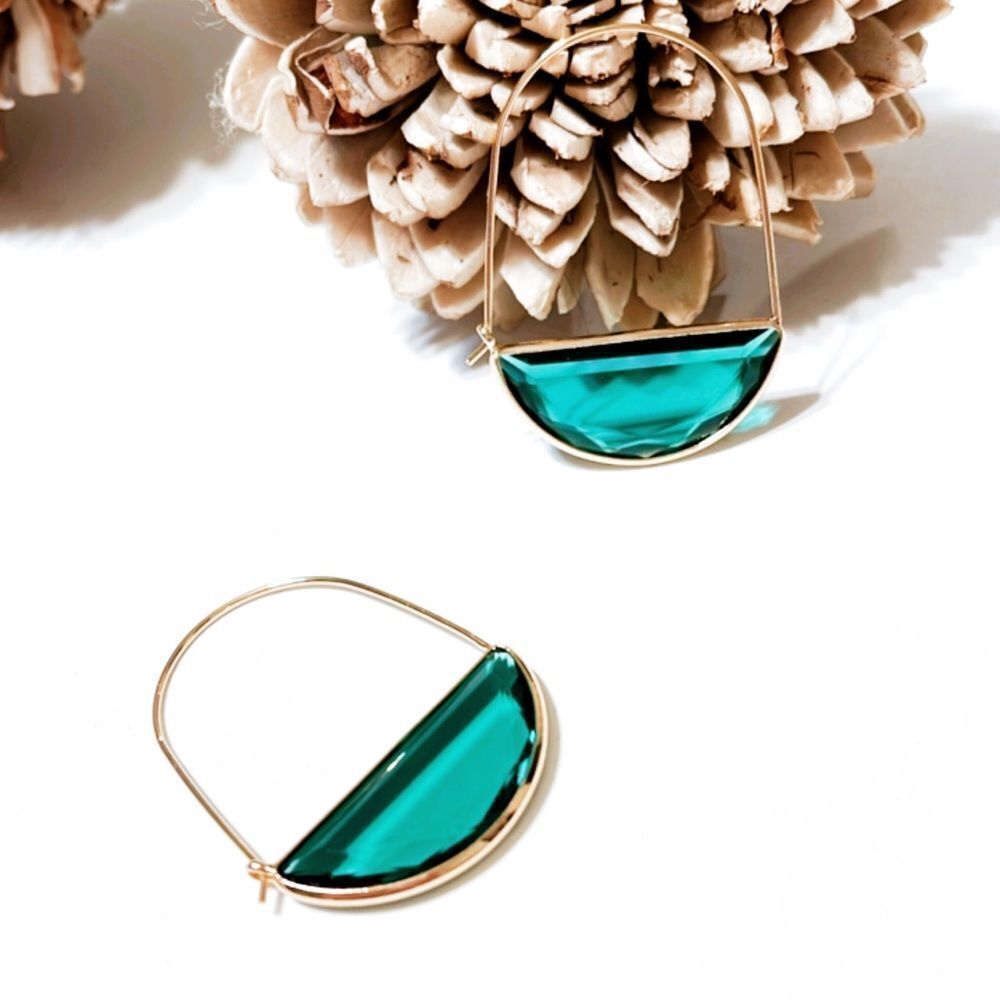 Green crystal drop earrings M7 - Picture 4 of 7